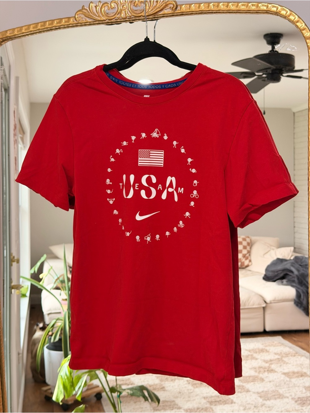 Nike Team USA Olympics 2024 Red Sports Graphic T-Shirt Size S